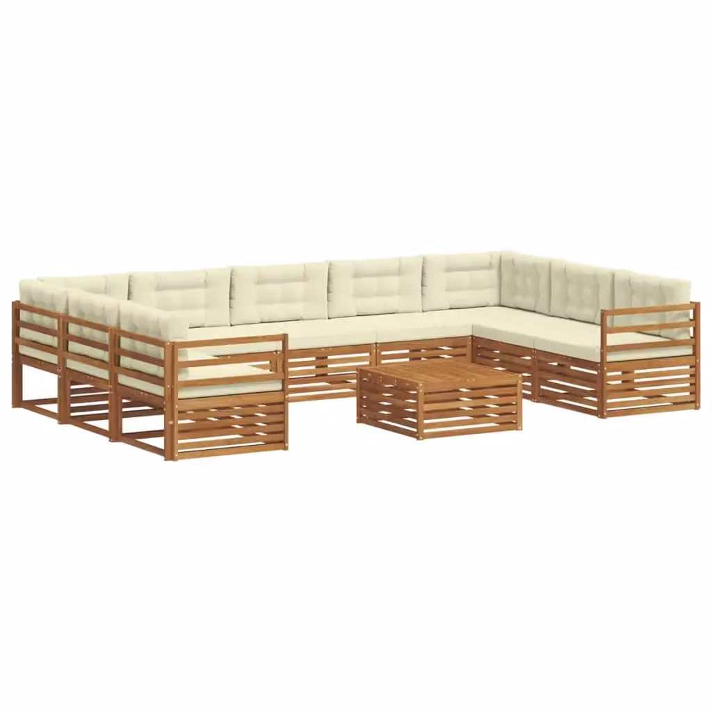 Set di 10 divani da esterno moderni vidaXL in legno di acacia, colore beige e naturale – 2