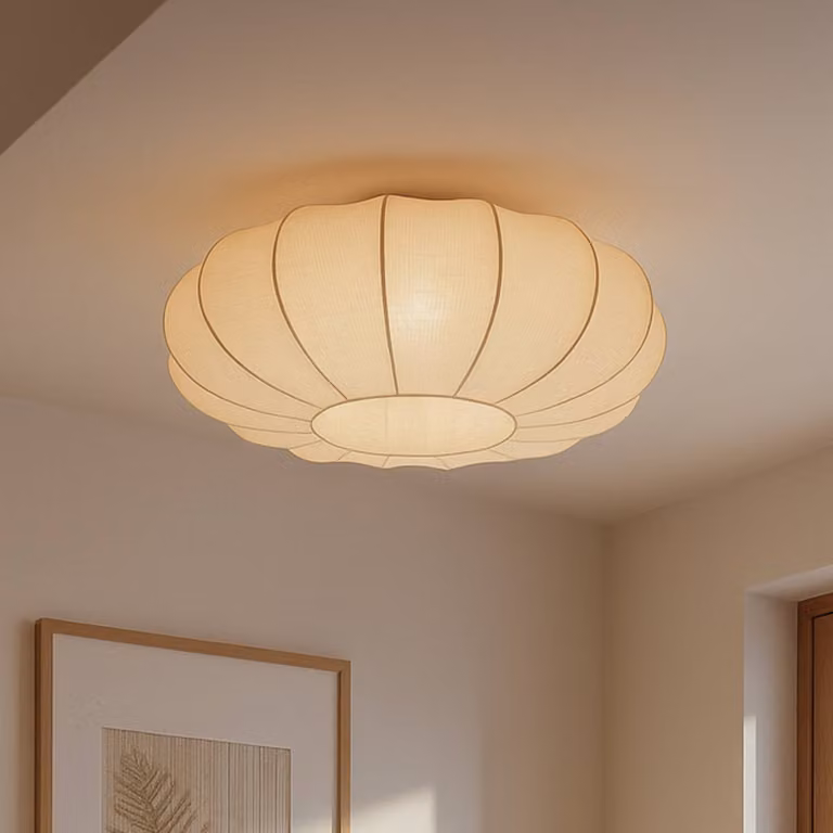 Plafoniera soffitto Helin Lindby, dimmerabile, Crema / Ambra, Soggiorno / Sala da pranzo, Tessuto / Stoffa / Seta, Scandinavo, Plafoniera