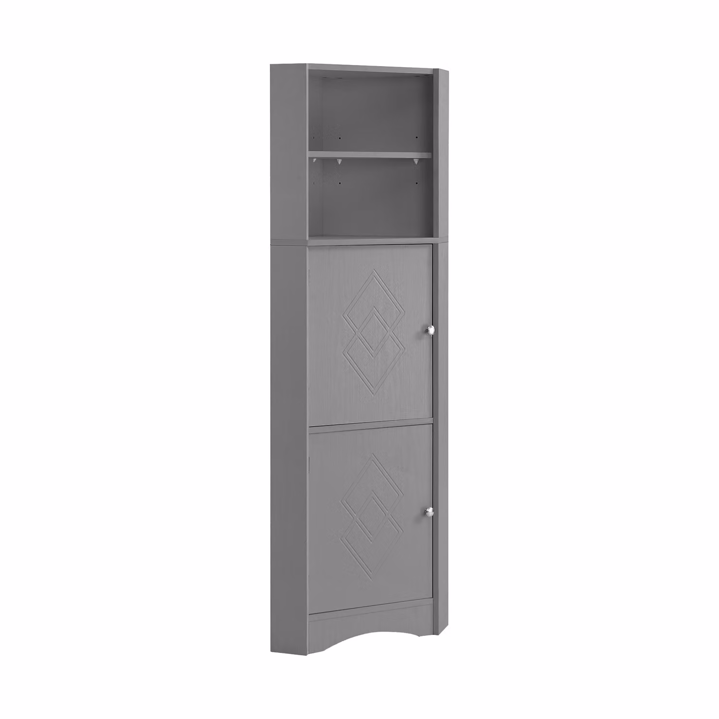 Armadio angolare da bagno Aosom Italy grigio con ripiani regolabili e ante a battente, L/P/H: 36.5 x 36.5 x 155 cm – 2