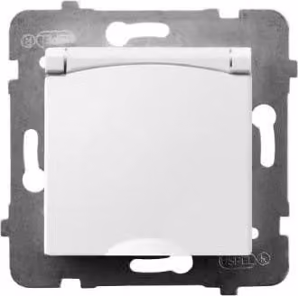 Aria bianca p/t Presa singola con messa a terra 2P+Z IP44 sportello bianco senza cornice