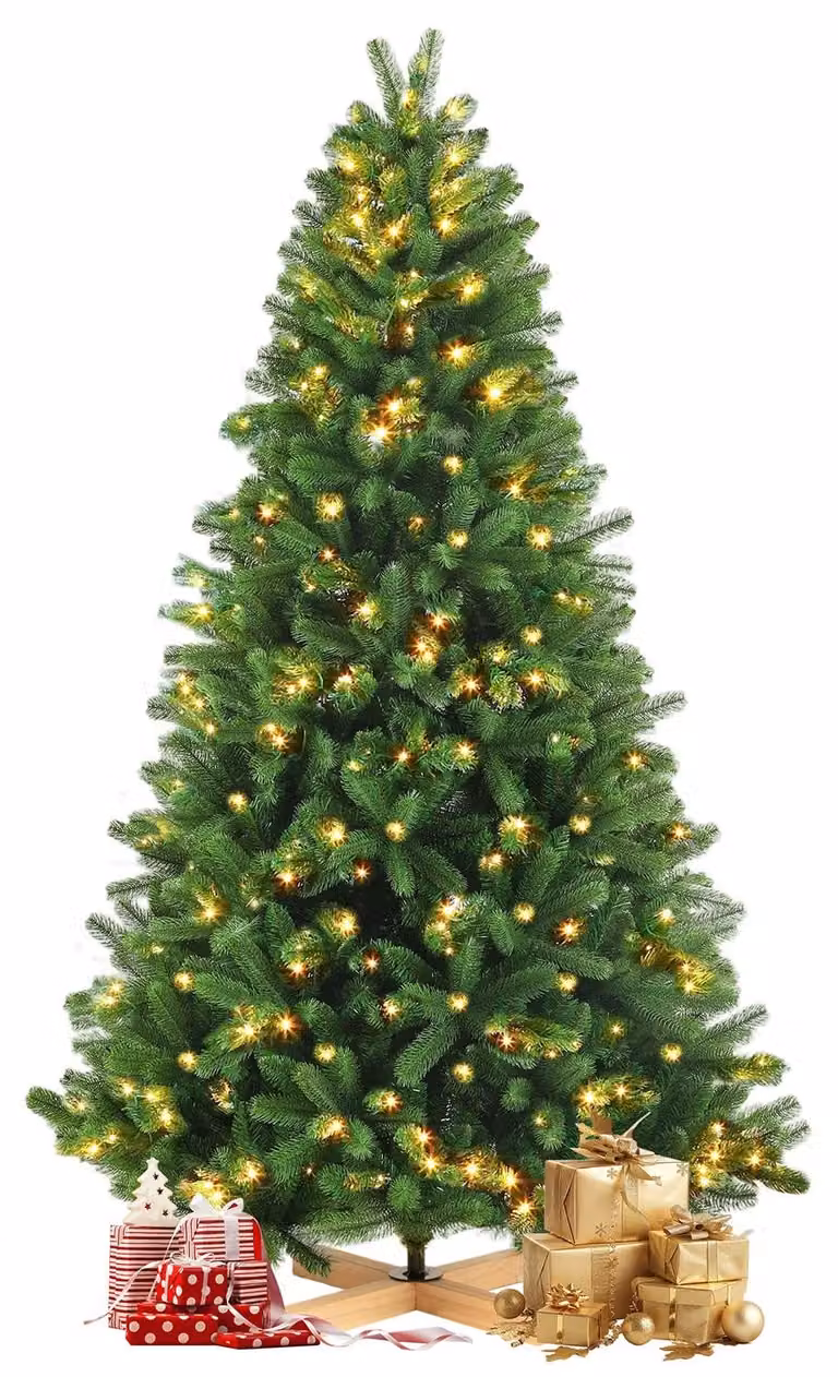 Albero di Natale artificiale - Albero sintetico - Albero di Natale - Decorazioni natalizie - Luci LED - Altezza: 210 cm - 340 luci LED bianco caldo