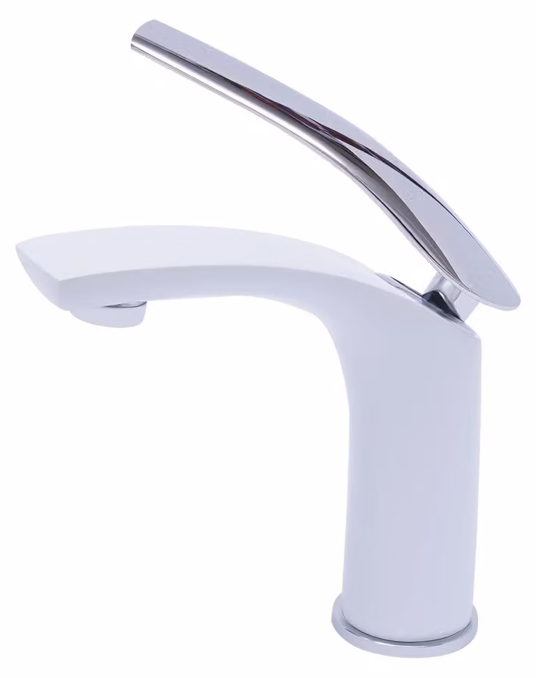 Miscelatore per lavabo – Monocomando – Acqua calda e fredda – Ottone – Cartuccia in Vetroceramica – Bianco