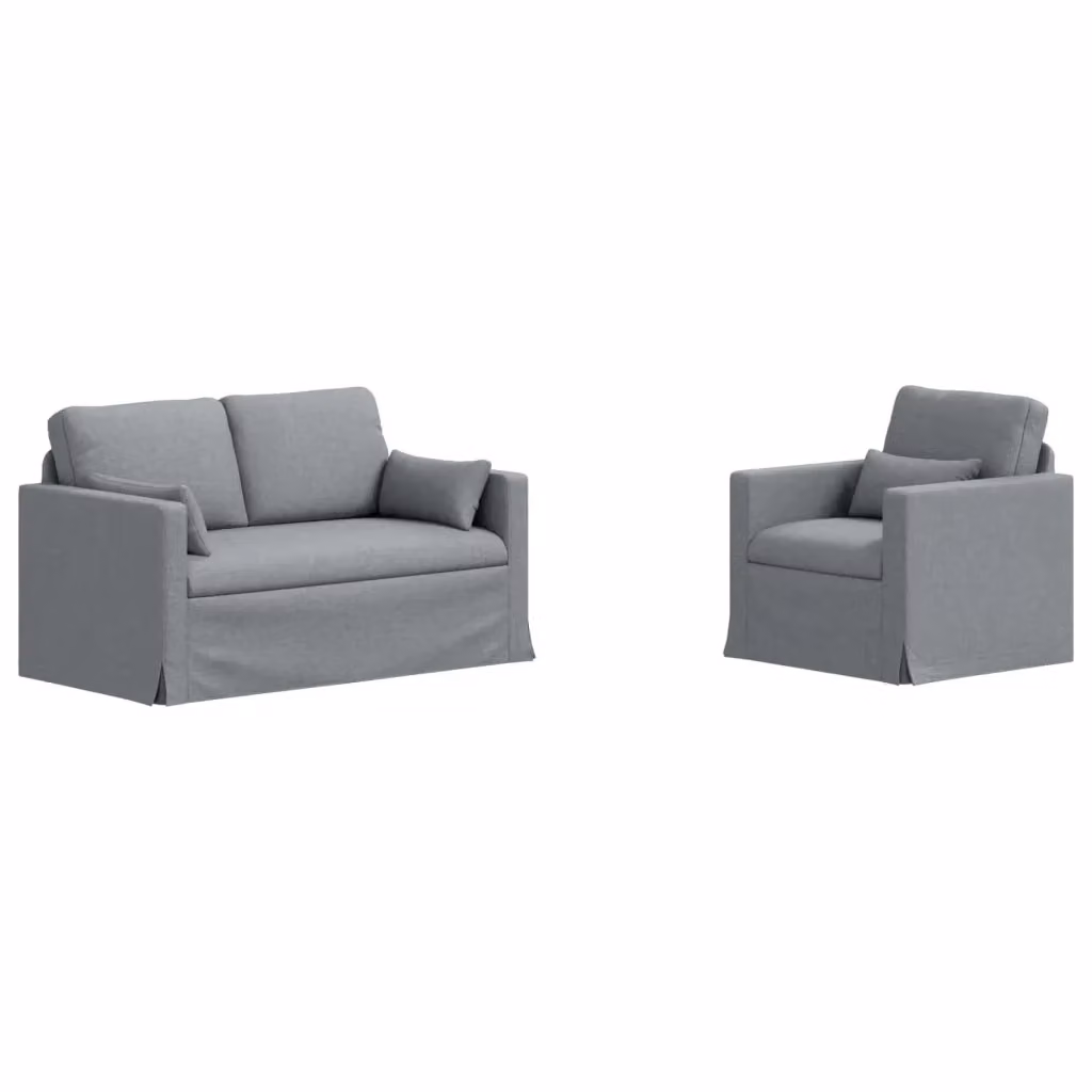 Set di 2 divani moderni vidaXL in tessuto grigio con coperture rimovibili e cuscini inclusi – 2