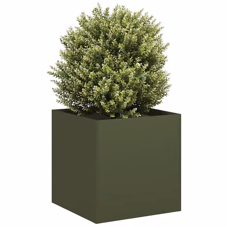 Fioriera verde oliva vidaXL in acciaio laminato a freddo L/P/H: 40 x 40 x 40 cm