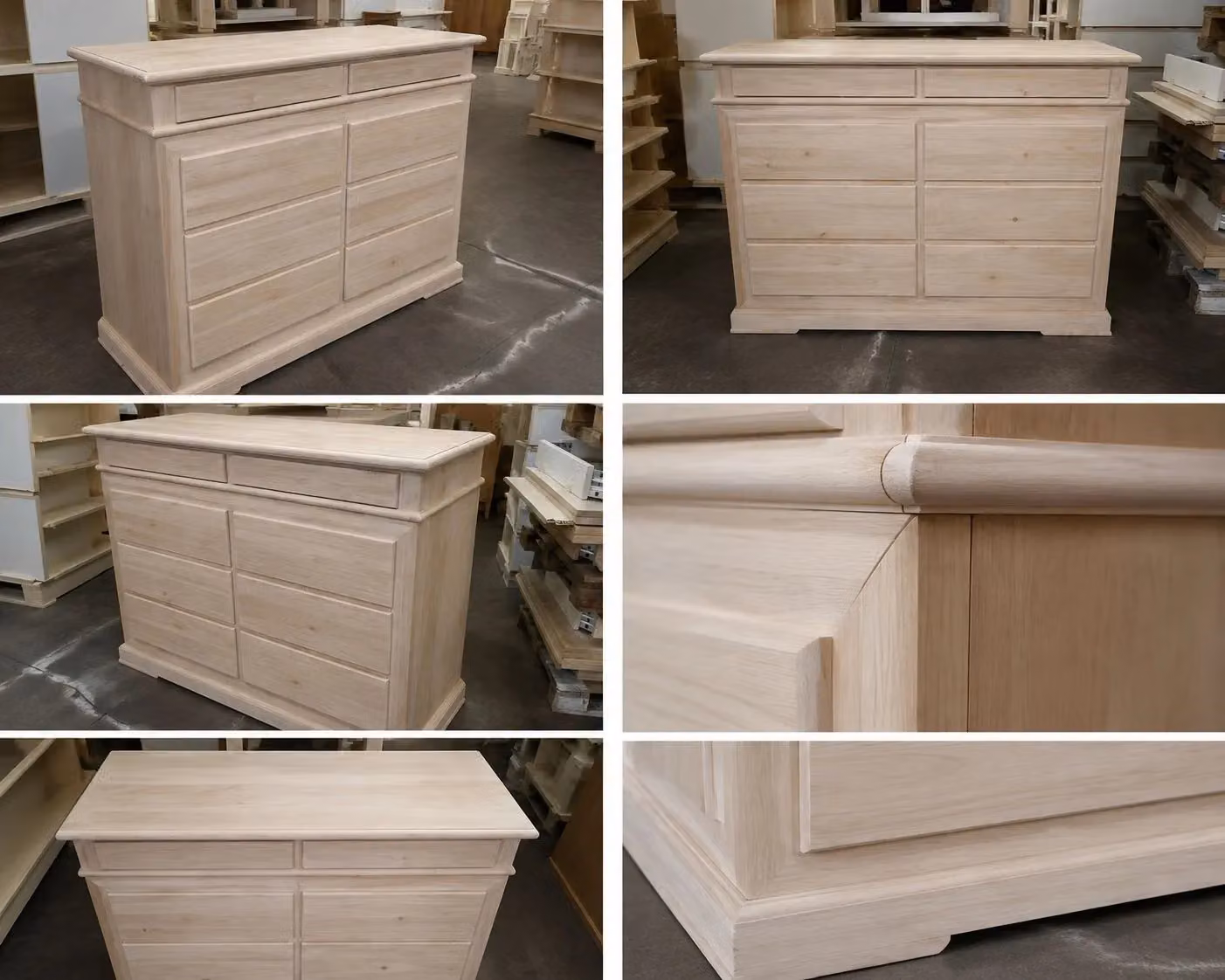 Cassettiera classica in legno grezzo con 8 cassetti Mobili 2G L/P/H: 150 x 53 x 102 cm – 1