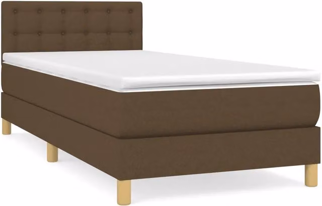 Letto singolo | Letto per adulti | Giroletto a Molle con Materasso Marrone Scuro 100x200cm Tessuto