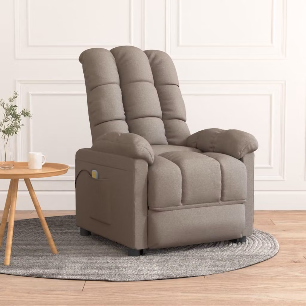 The Living Store poltrona massaggiante in tessuto tortora