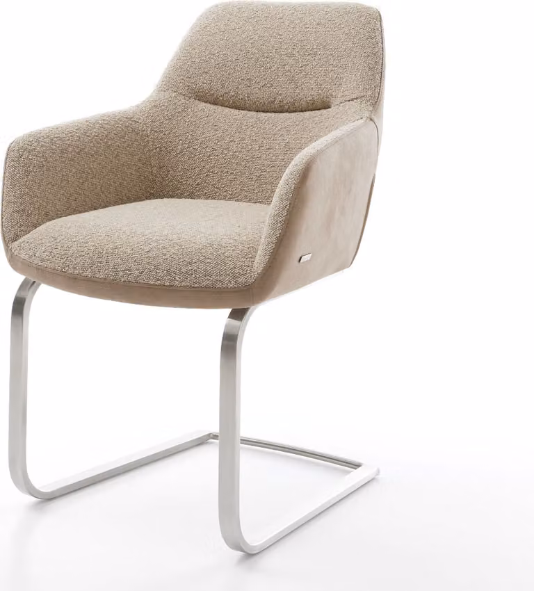 DELIFE Sedia a sbalzo Pejo-Flex, mix di materiali, color argilla, base a sbalzo piatta, acciaio inossidabile, molle insacchettate