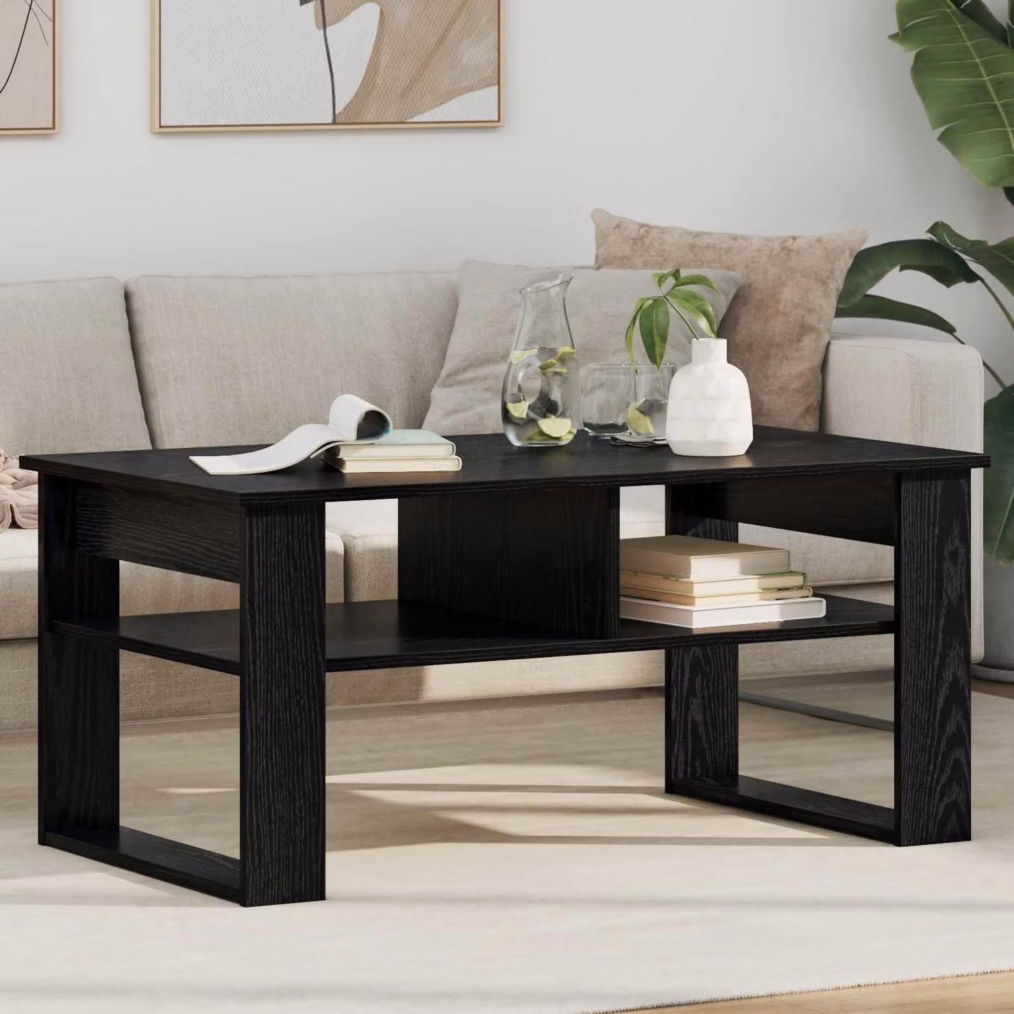 Maison Exclusive - Tavolino da salotto effetto rovere nero 96 x 54 x 44 cm Materiale ligneo