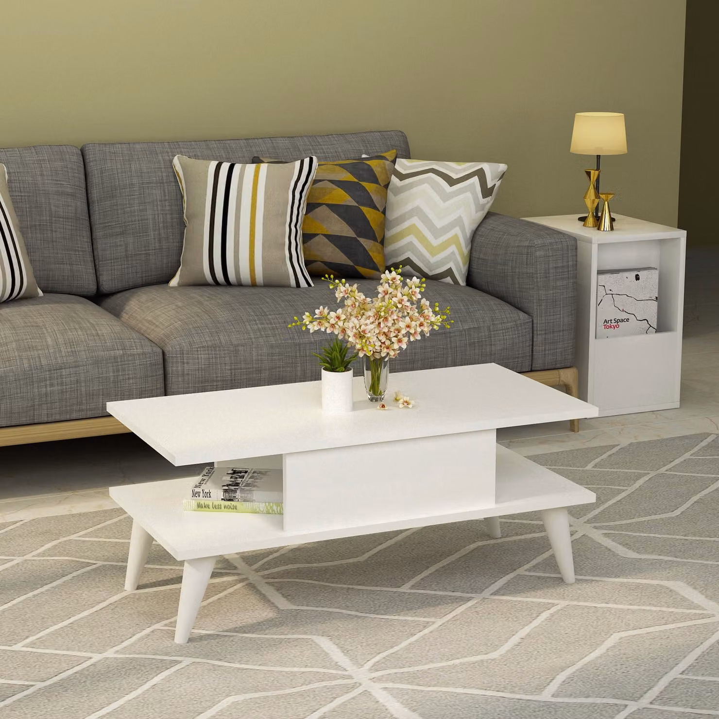 Skye Decor, Beta - White, tavolino da caffè, bianco, 100 % MELAMIN COATED SLIPBOARD, 90 x 45 x 40 cm