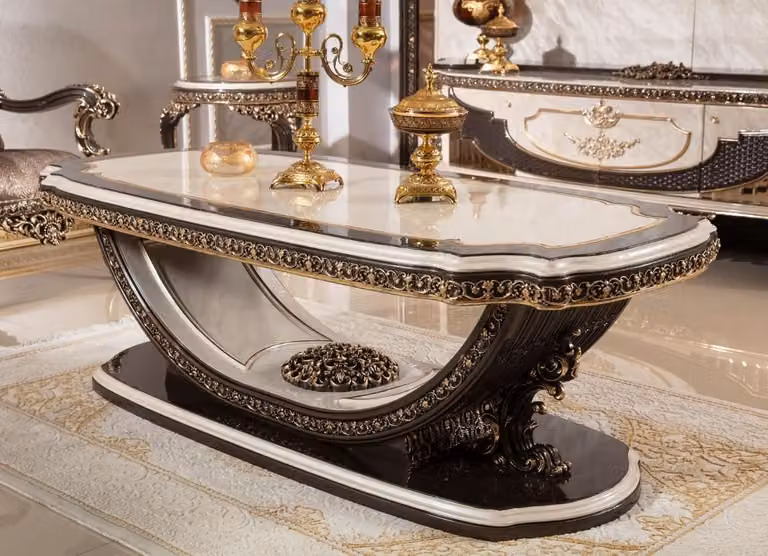 Casa Padrino Tavolino barocco crema / marrone scuro / oro 168 cm