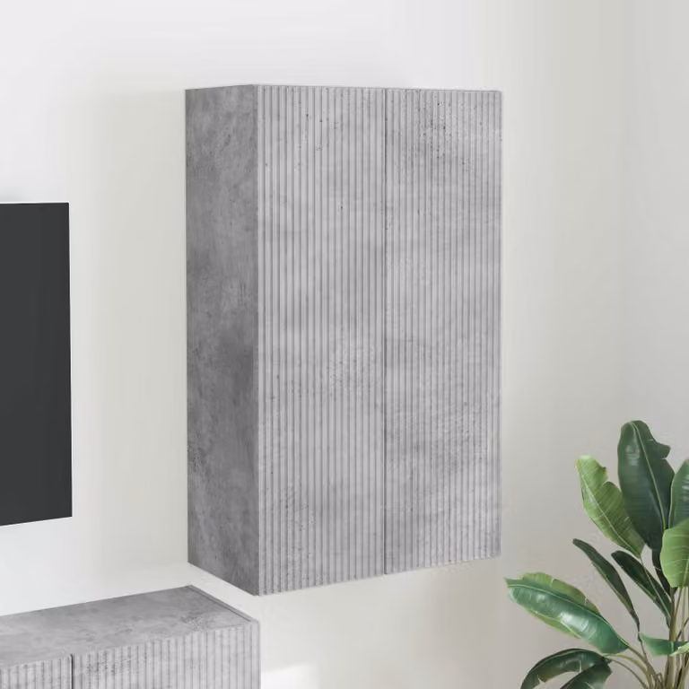 Mobile TV da parete vidaXL in MDF Grigio cemento L: 59,5 cm, P: 31 cm, H: 100 cm