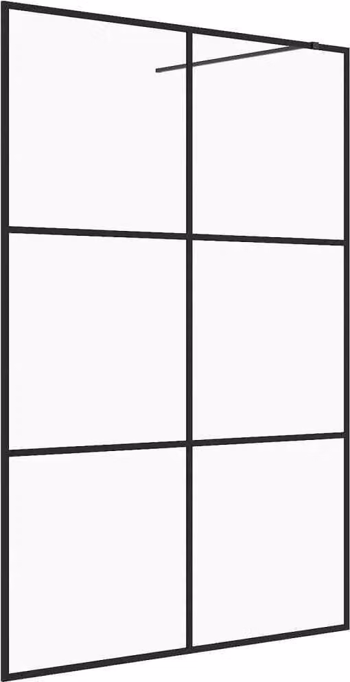 Parete per Doccia Walk-in Vetro Trasparente ESG 140x195cm Nera