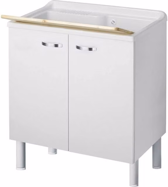 Lavatoio serie Arcobaleno con vasca 80x50 cm a un'anta bianco maniglie cromate