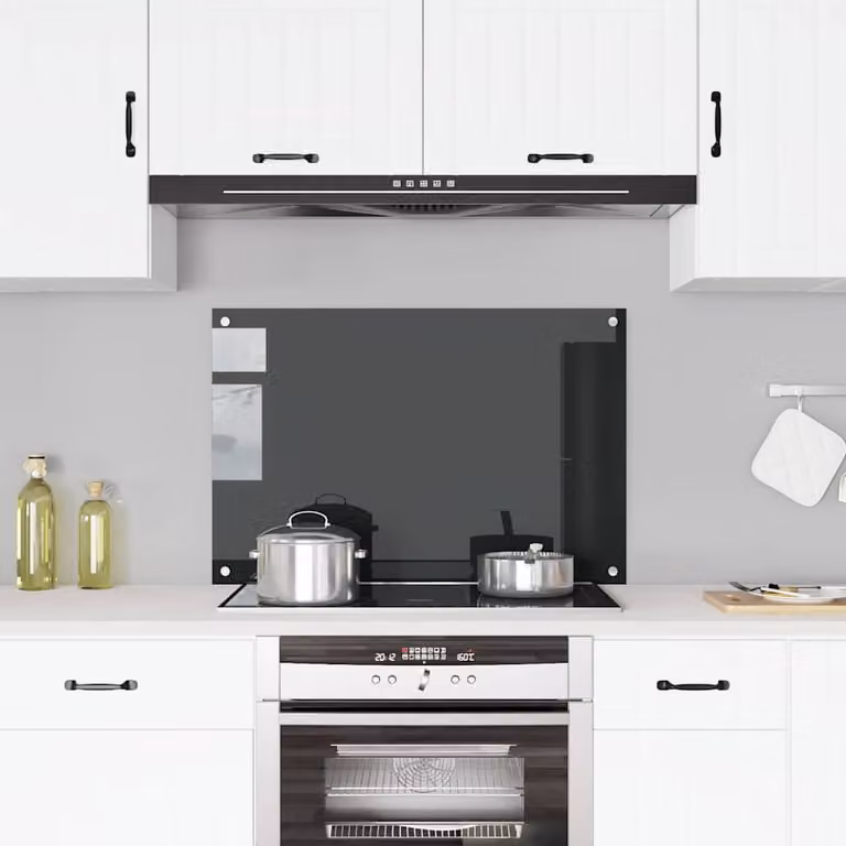 Paraschizzi per cucina vidaXL in vetro temperato nero L: 90 cm, H: 60 cm