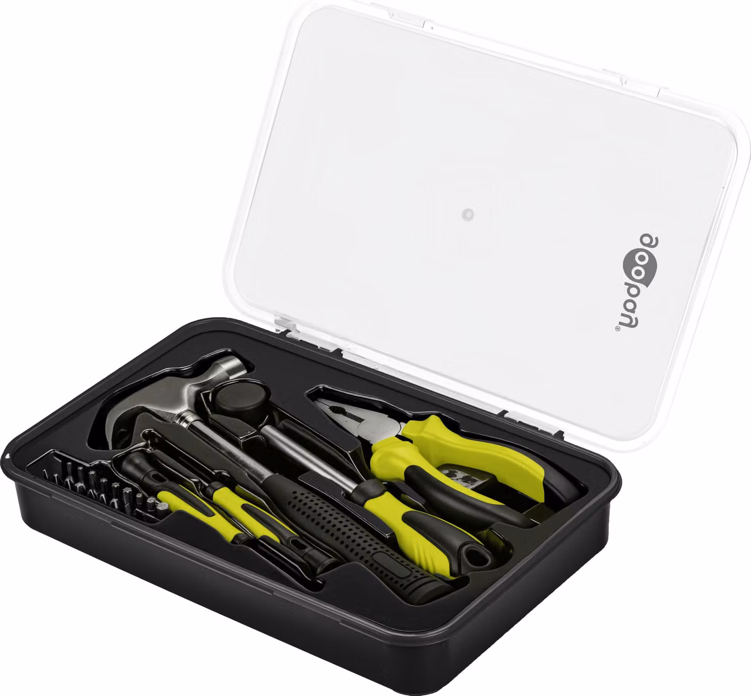 Goobay 77845 Set di utensili Starter, 26 pezzi - Utensili, set di punte e martello per lavori di avvitatura, montaggio e bricolage