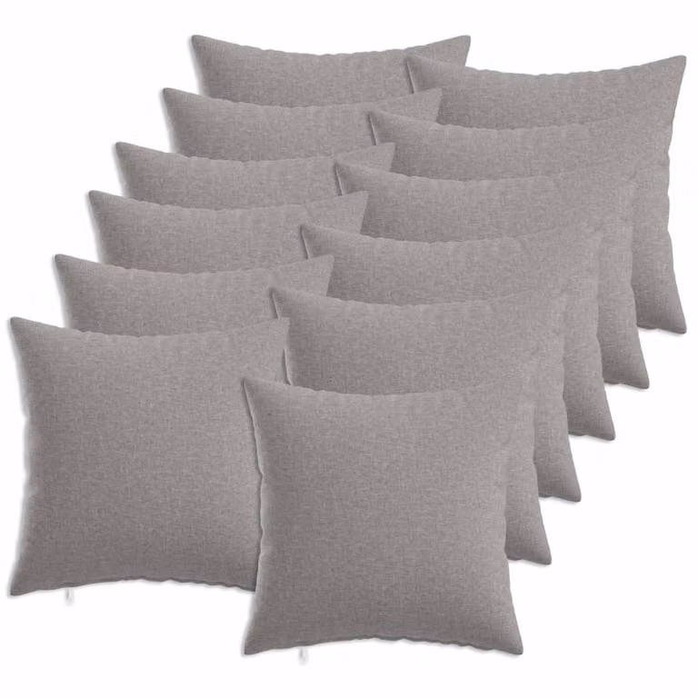 Set di 12 federe vidaXL HEERLEN Grigio, tessuto in poliestere, 40 x 40 cm
