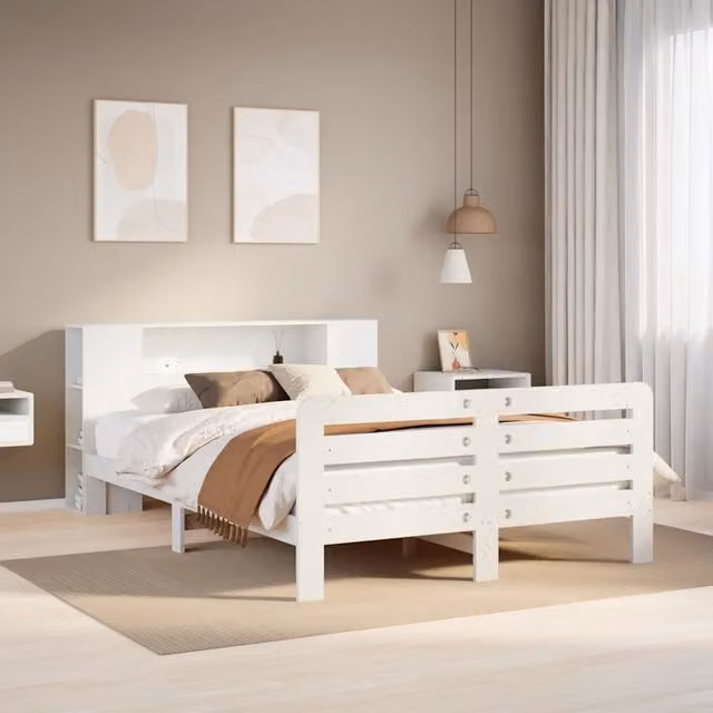 Letto senza Materasso Bianco 135x190 cm Legno Massello di Pino 3309897