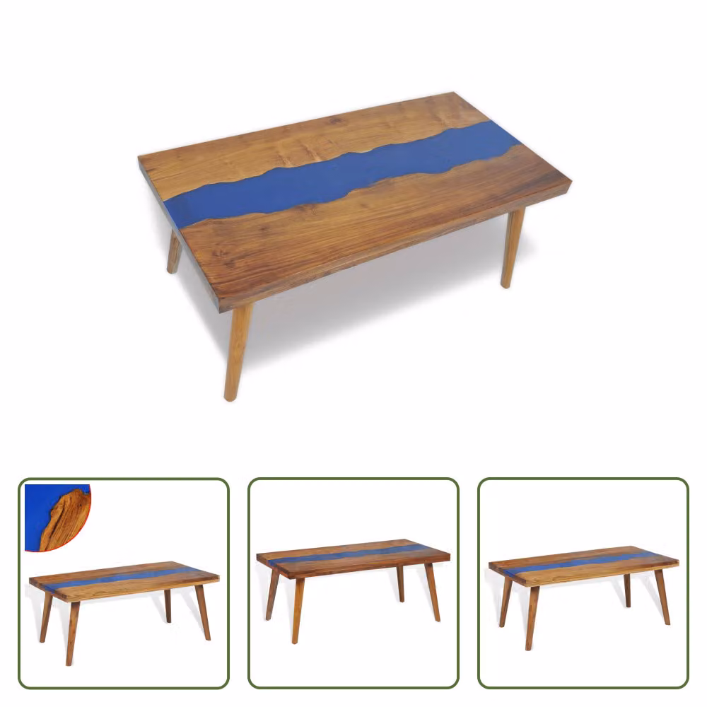 The Living Store tavolino in resina teak 100x50x40 cm