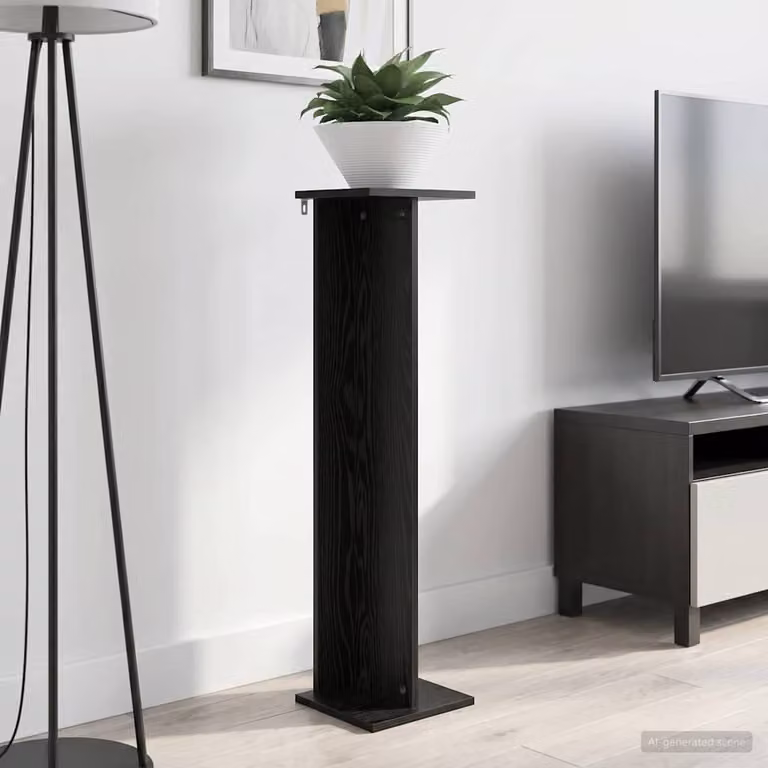 vidaXL Supporto per piante moderno in legno MDF, Nero Opaco, L/P/H: 25 x 25,5 x 100,5 cm