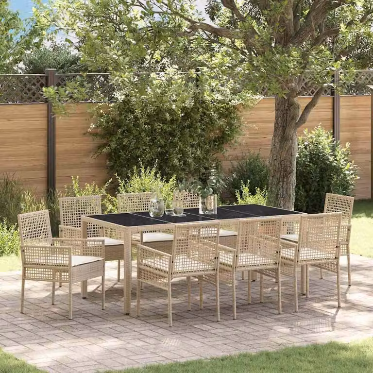 Maison Exclusive - Set da Pranzo per Giardino 9 pcs Beige polyrattan