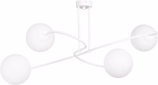 Plafoniera Moderna Michizane Luceart-Classic in Acciaio Bianco e Sfere in Vetro Opale – 1
