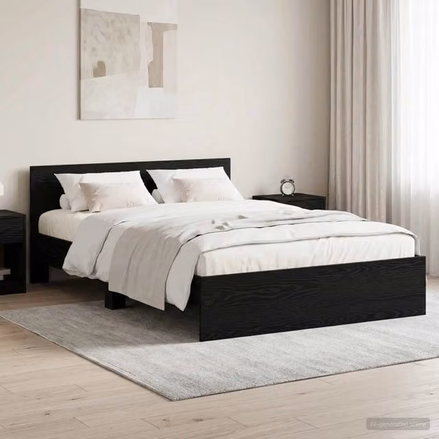 Struttura letto con testata vidaXL in rovere nero L/P/H: 200 x 140 x 70 cm