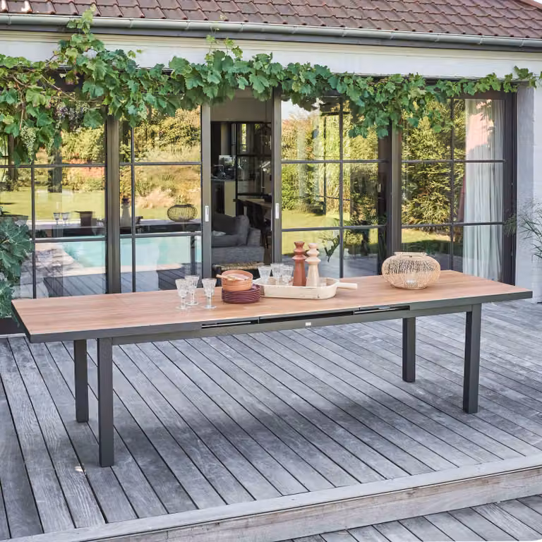 Tavolo da giardino rettangolare in legno estensibile - Oviala Melbourne