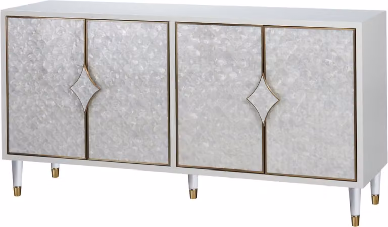 FURNLUX Credenza elegante bianca e argento e oro 163 cm / Colore principale: Grigio / Dimensioni: 163 x 82 x 48 cm
