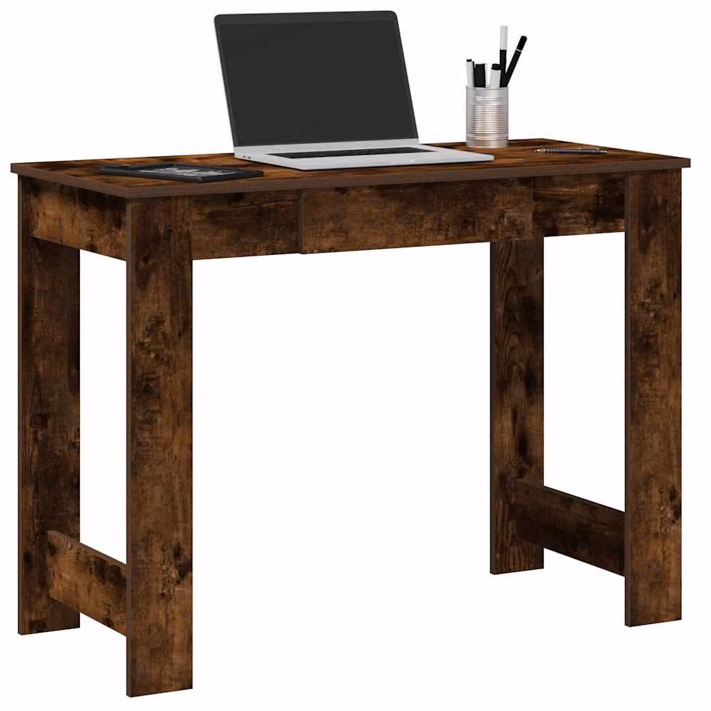 Scrivania moderna vidaXL in legno Rovere Fumo, L: 100 cm, P: 45 cm, H: 75 cm