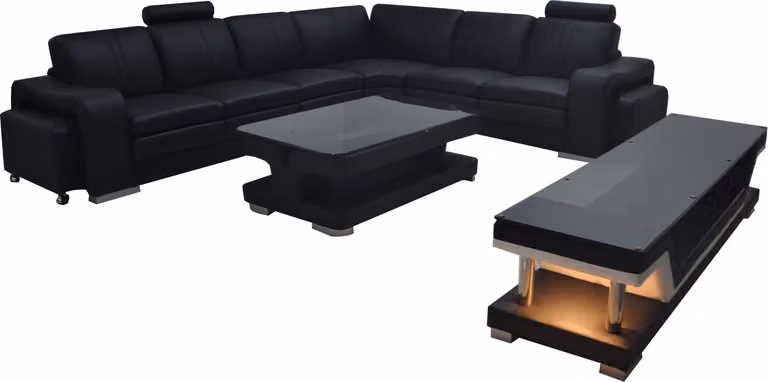 Leder Couch mit USB,Wohnlandschaft Eck Garnitur Design Sofa L-Form Sofas Couchen