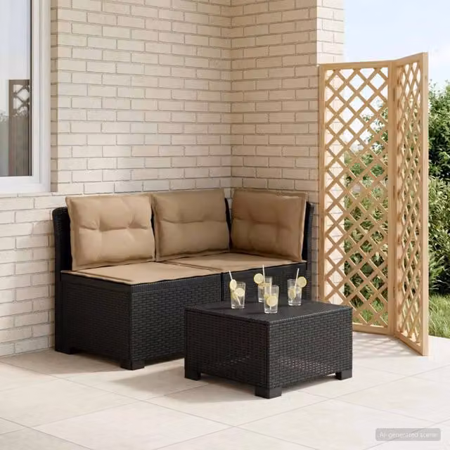 Divano da giardino a 2 posti vidaXL in aspetto rattan con cuscini antracite e coperture rimovibili