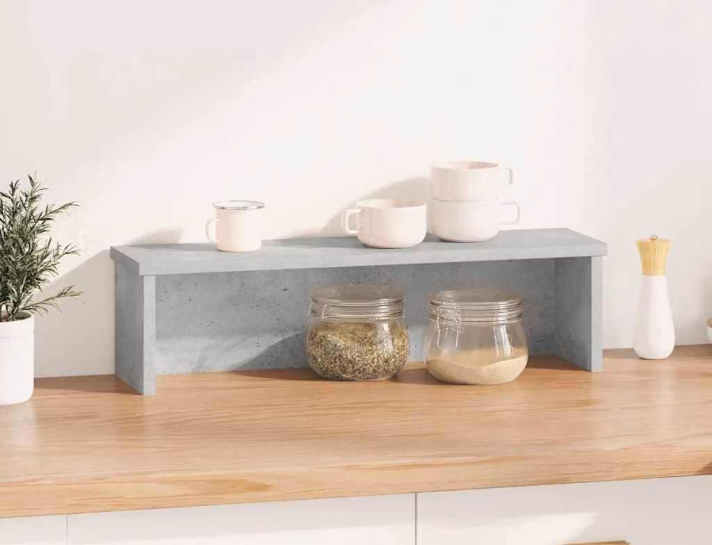 Scaffale da Cucina Impilabile Grigio Cemento 50x15x16 cm