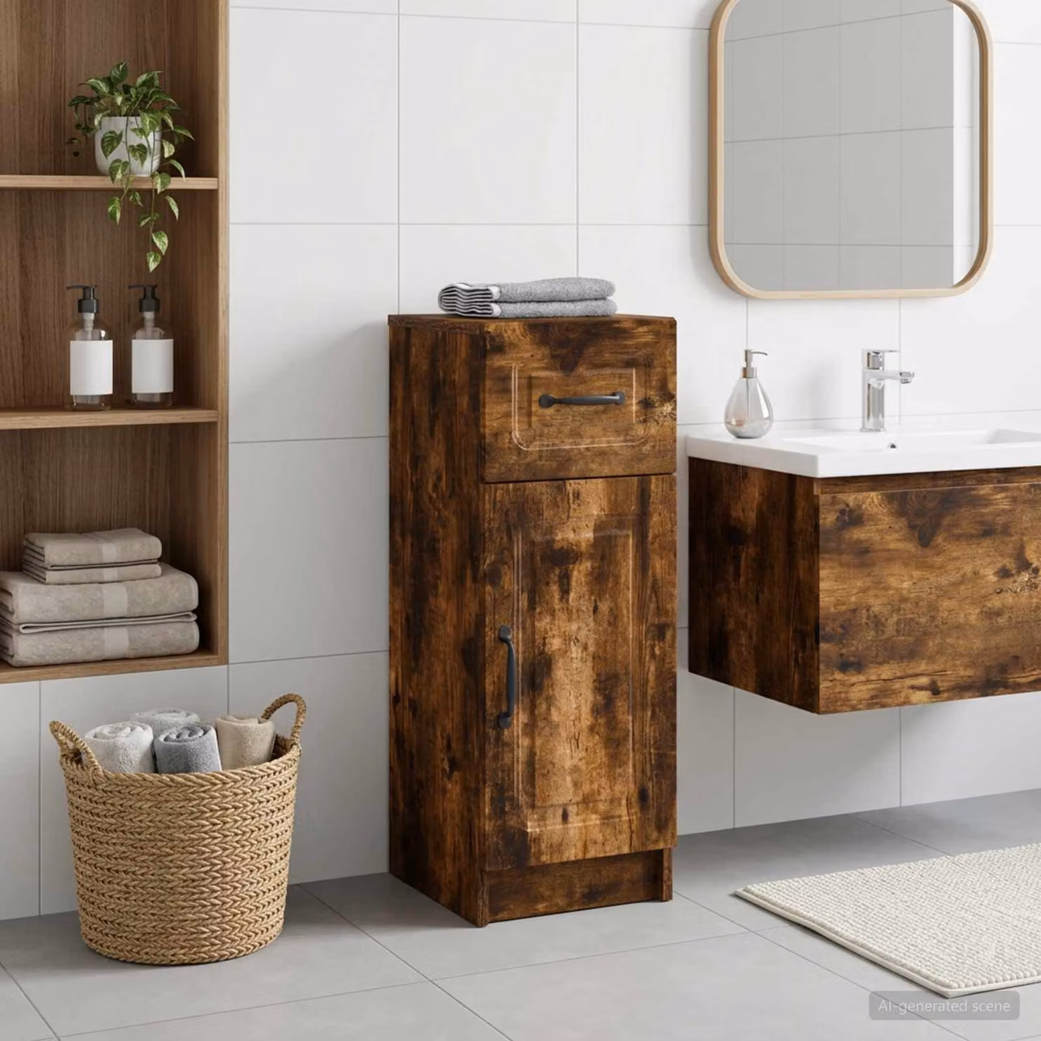 Mobiletto da Bagno Moderno vidaXL UTRECHT Rovere Fumo L: 30 cm, P: 31 cm, H: 77 cm