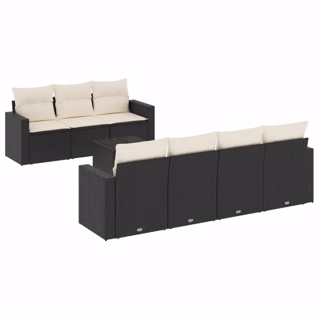 Set di divani da giardino vidaXL in polyrattan nero con 8 pezzi e cuscini inclusi – 2