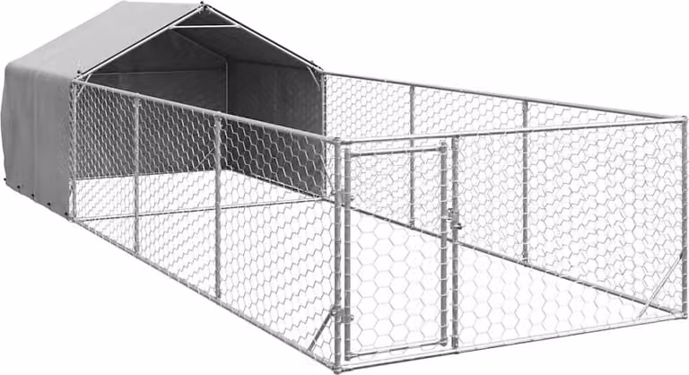 Cuccia per Cani da Esterno con Recinto 7x2x1,5m Acciaio Zincato