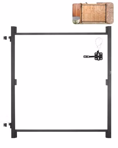 VEVOR Kit di Costruzione Cancello per Aperture Larghe 1524 a 2438 mm Recinzione Alta 1828,8 a 2133,6 mm Kit Telaio Cancello Completo Anti-Cedimento con Serratura a Scatto e Viti, Recinzione in Legno
