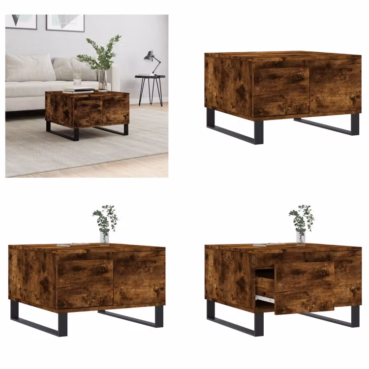 vidaXL Tavolino in rovere affumicato 55x55x36,5 cm in legno - Tavolino - Tavolini - Tavolino - Tavolo da divano