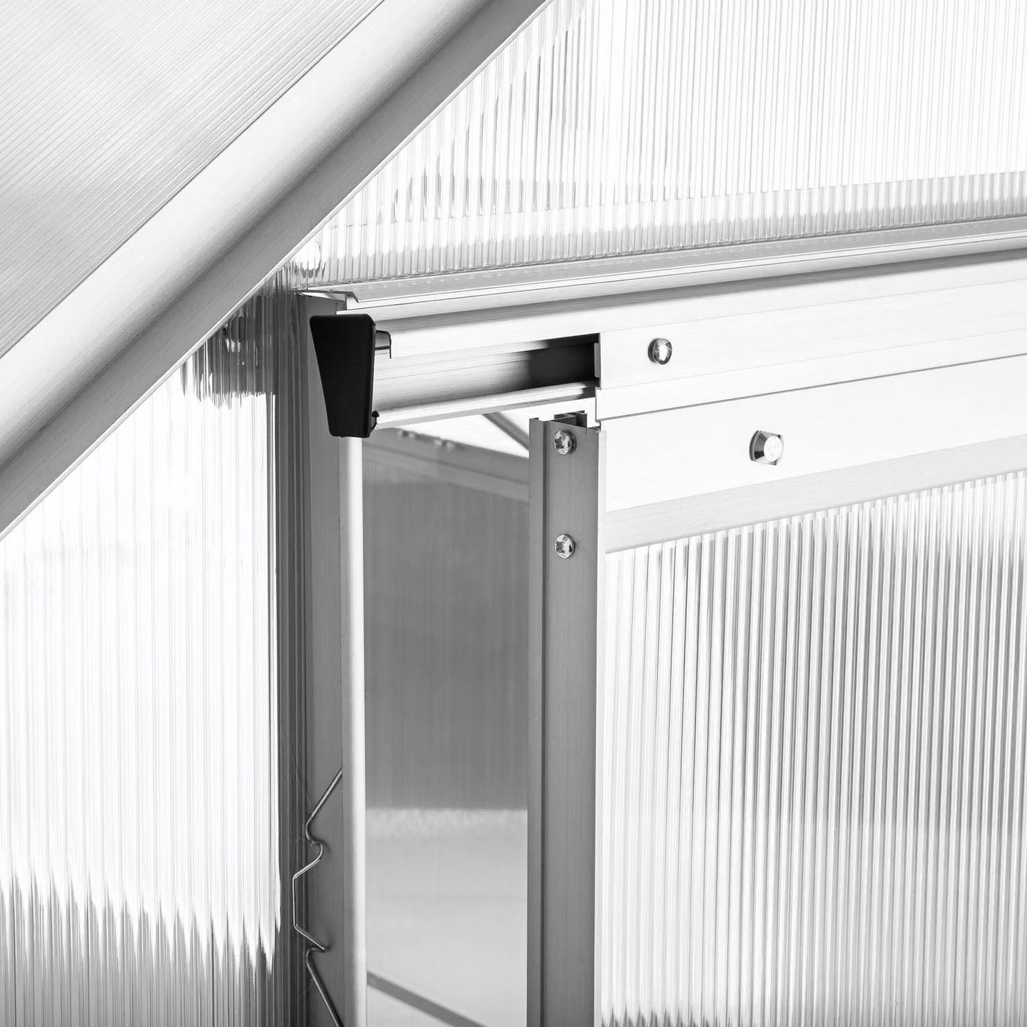 Serra TecTake GmbH in alluminio e policarbonato trasparente con fondamenta e finestre scorrevoli L: 3,7 m, P: 1,95 m, H: 1,9 m – 1