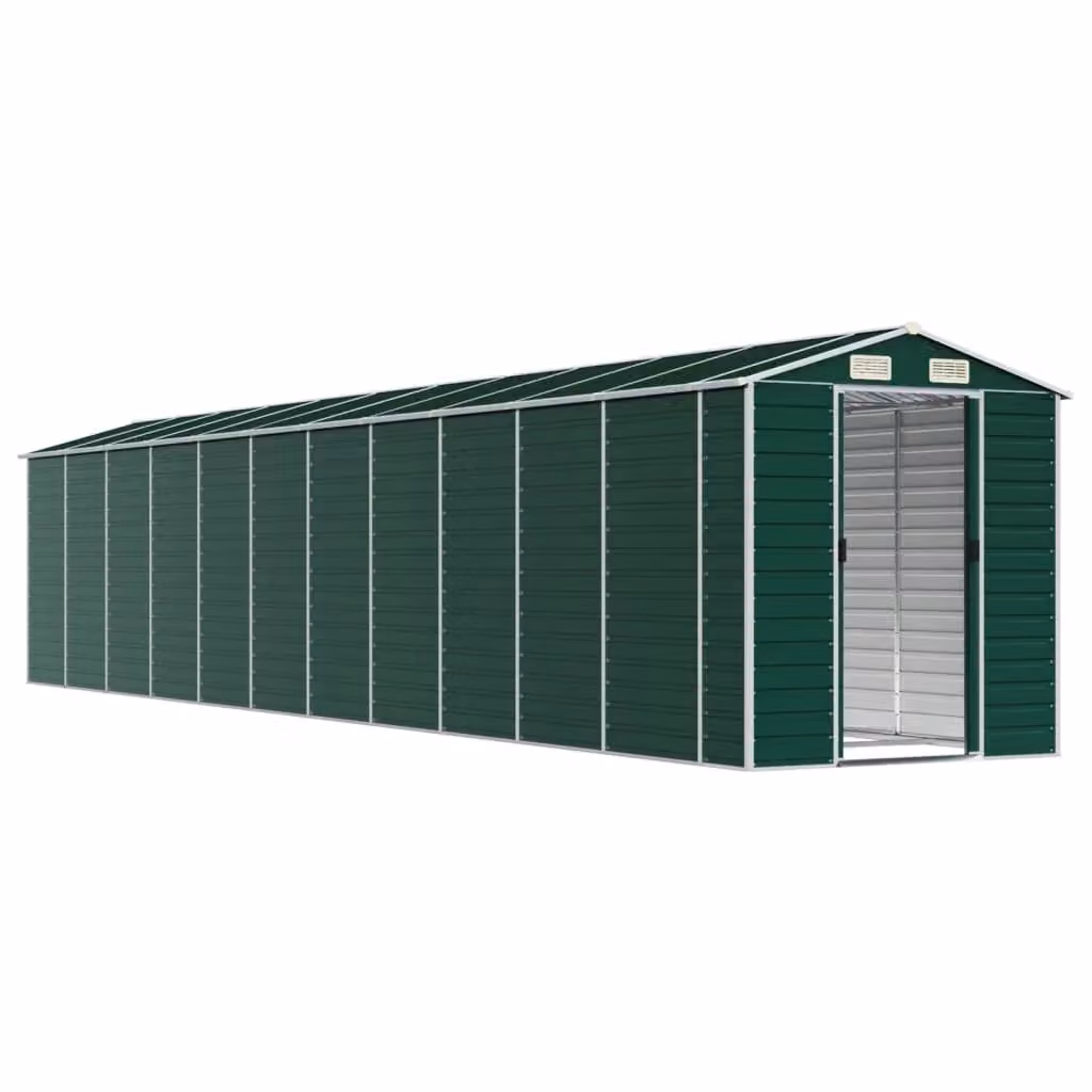 Casetta da giardino e ripostiglio esterno in acciaio zincato verde L: 980 cm, P: 191 cm, H: 198 cm – 2