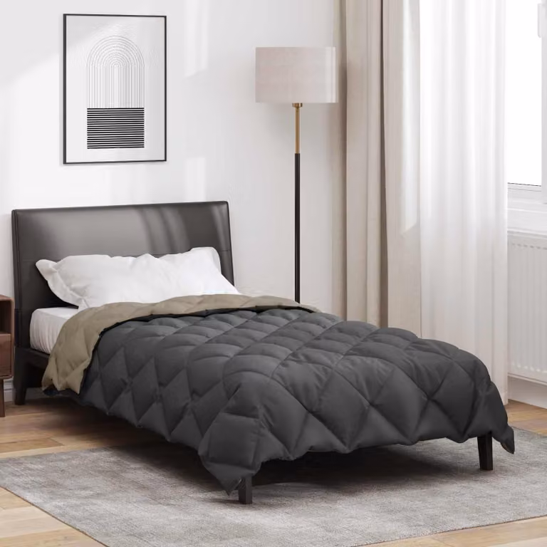 vidaXL Piumone Invernale in Microfibra Grigio Chiaro e Antracite L: 135 cm x P: 200 cm