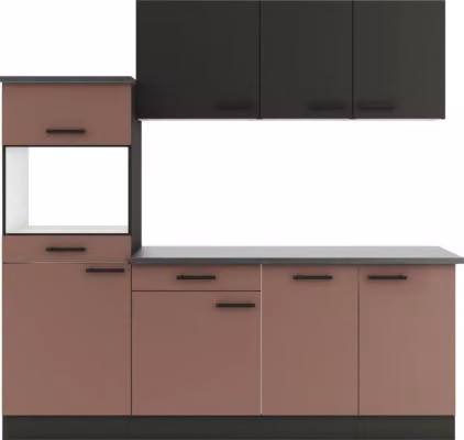 Linea cucina Optifit senza elettrodomestici Madrid420/Nizza407 210 cm antracite rosso ruggine opaco, smontata, versione reversibile KPMN 2181OE