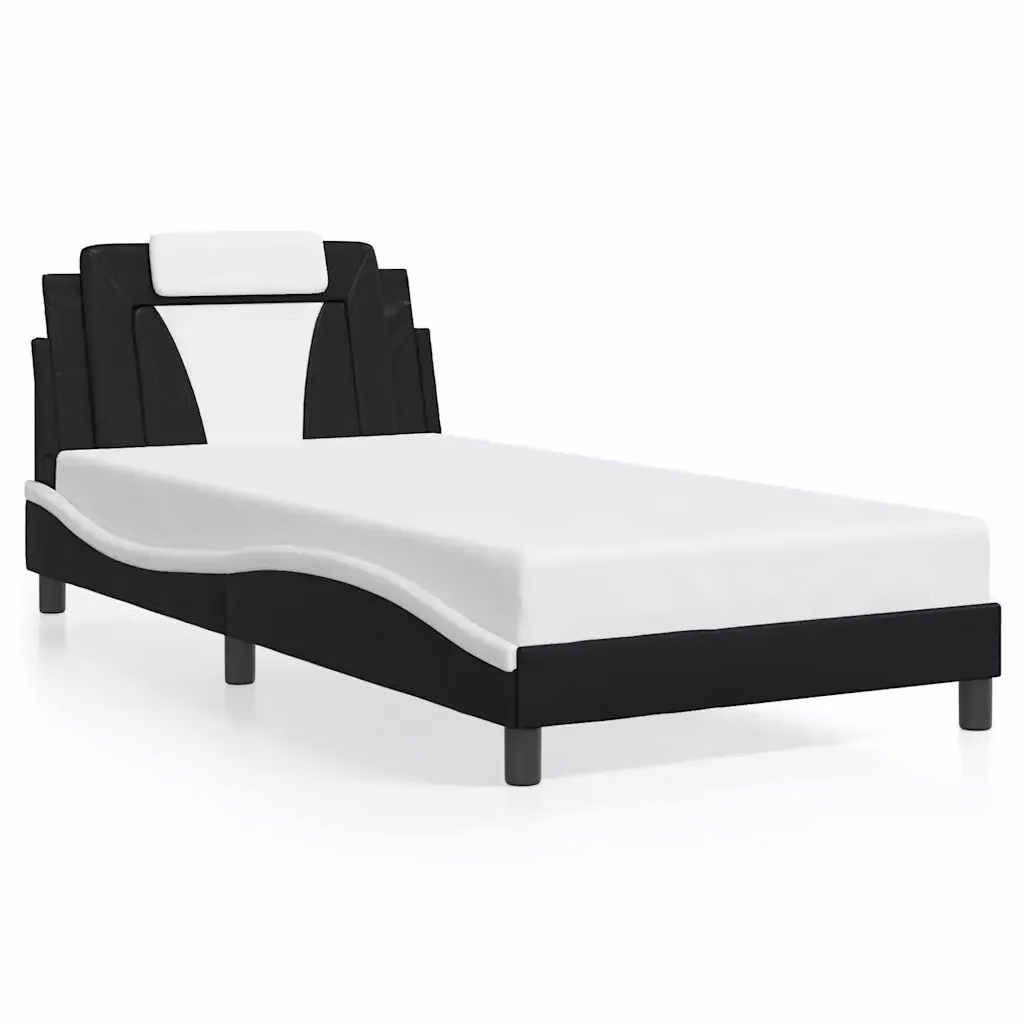 Struttura Letto Giroletto Viana Design Mania in Similpelle Nero e Bianco L/P/H: 100 x 200 cm – 2