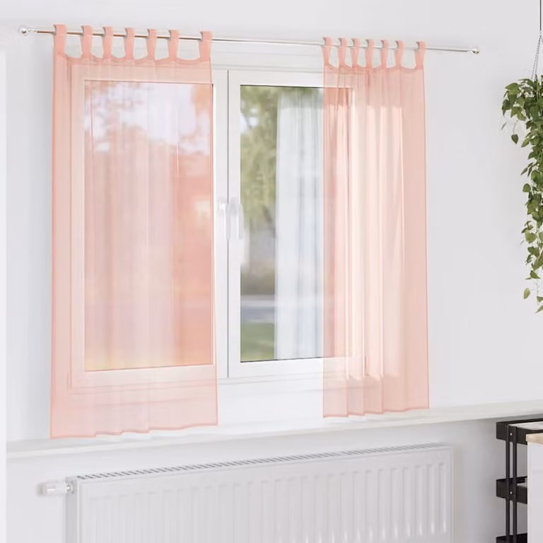 Set di 2 tende semitrasparenti in voile vidaXL rosa con passanti, L 140 cm x H 140 cm
