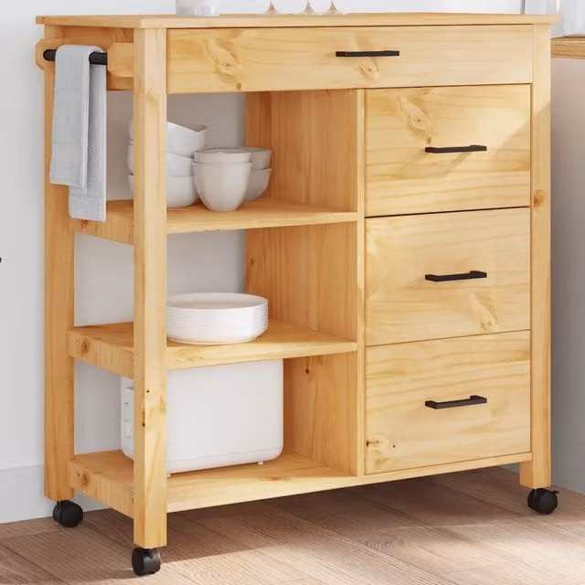 Carrello da Cucina MONZA 84x40x88,5 cm Ambra Cera 376112