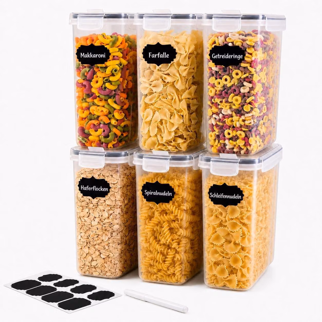 Omgoods - Set di 6 contenitori per la conservazione, resistenti all'aria e all'umidità - 4 litri per contenitore