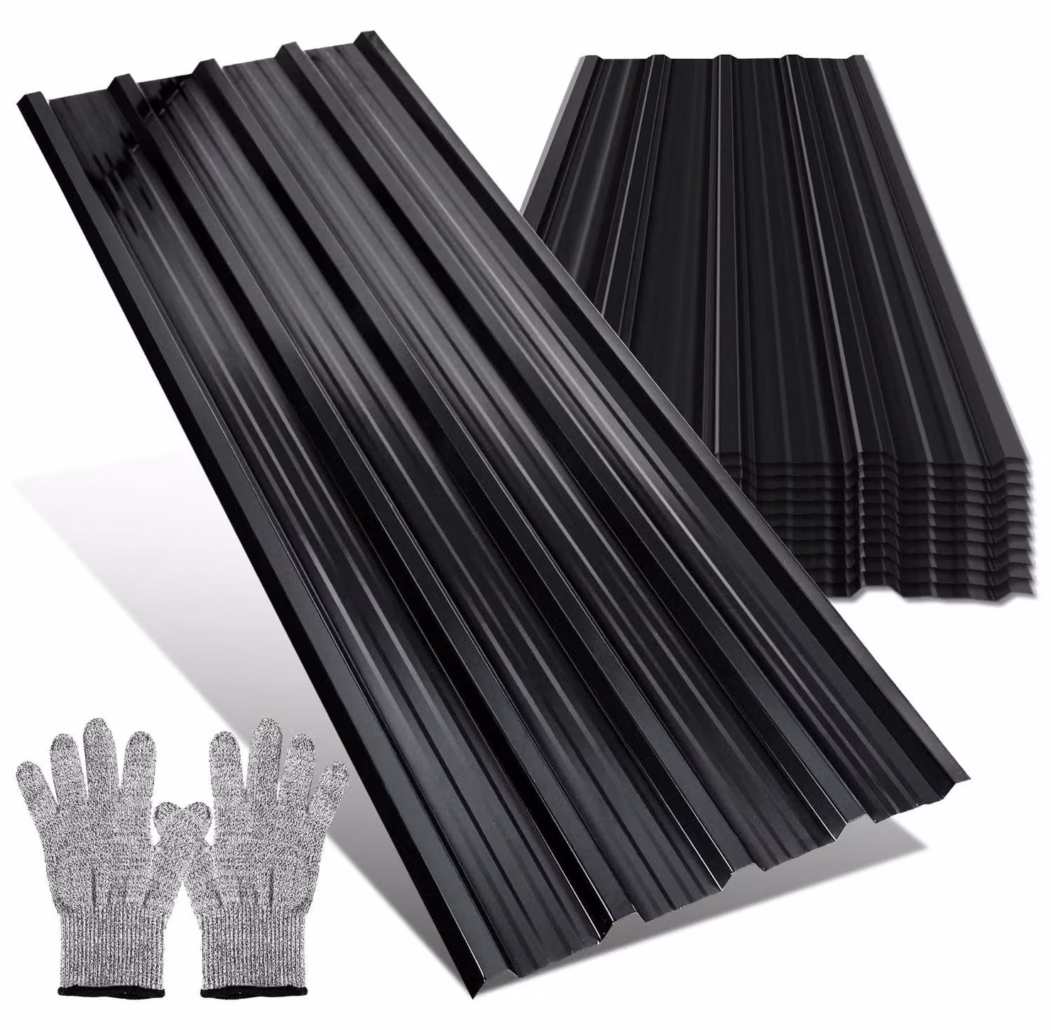 Lastra per tetto - Acciaio zincato - 129 x 46 cm - Antracite - 12 pezzi