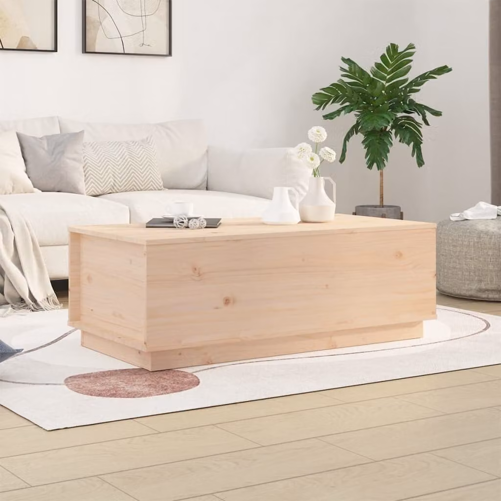 Tavolino The Living Store 100x50x35 cm in legno di pino massiccio