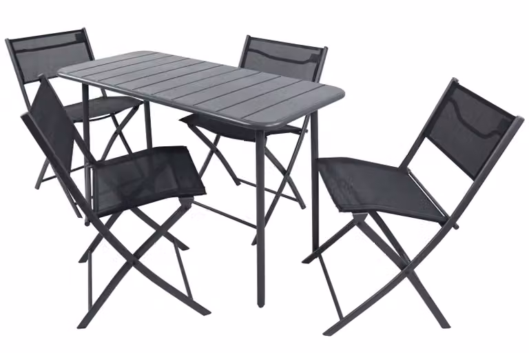 Set 5 pezzi mobili da giardino | gruppo posti a sedere gruppo da pranzo | 1xtable, 4x sedie | dimensioni tavolo ca. H. 72 x W. 110 x D. 55 cm | Pieghevole | Set Giardino - Sumila