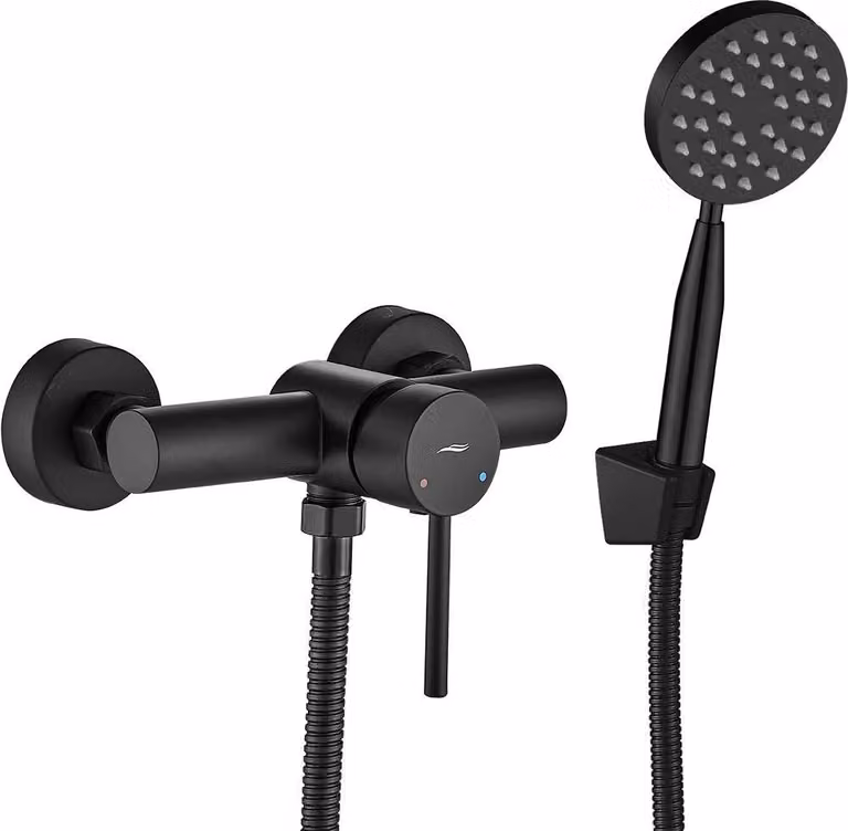 Miscelatore doccia a parete con set doccia, nero, NOIA BNK_741D